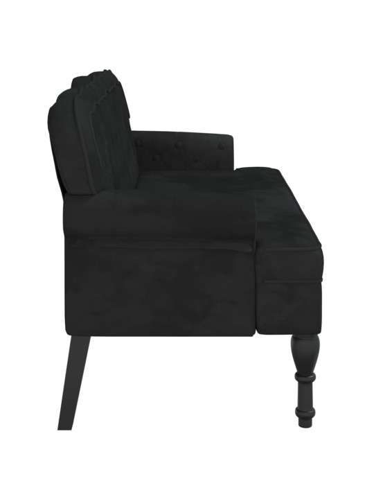 Sols ar atzveltni, melns, 119,5x64,5x75 cm, samts