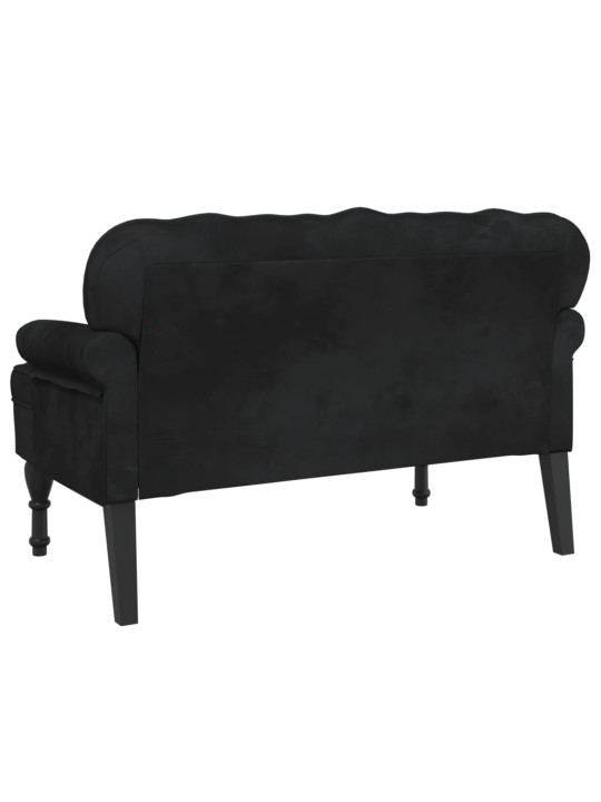 Sols ar atzveltni, melns, 119,5x64,5x75 cm, samts