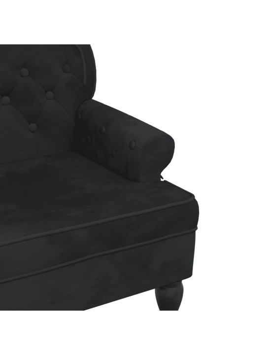 Sols ar atzveltni, melns, 119,5x64,5x75 cm, samts