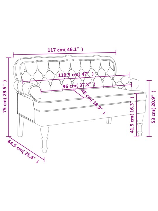 Sols ar atzveltni, zils, 119,5x64,5x75 cm, samts