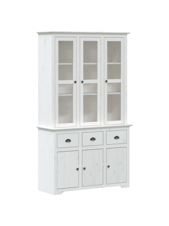 Augstais skapis bodo, 115,5x43x200,5 cm, priedes koks, balts
