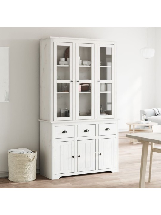 Augstais skapis bodo, 115,5x43x200,5 cm, priedes koks, balts