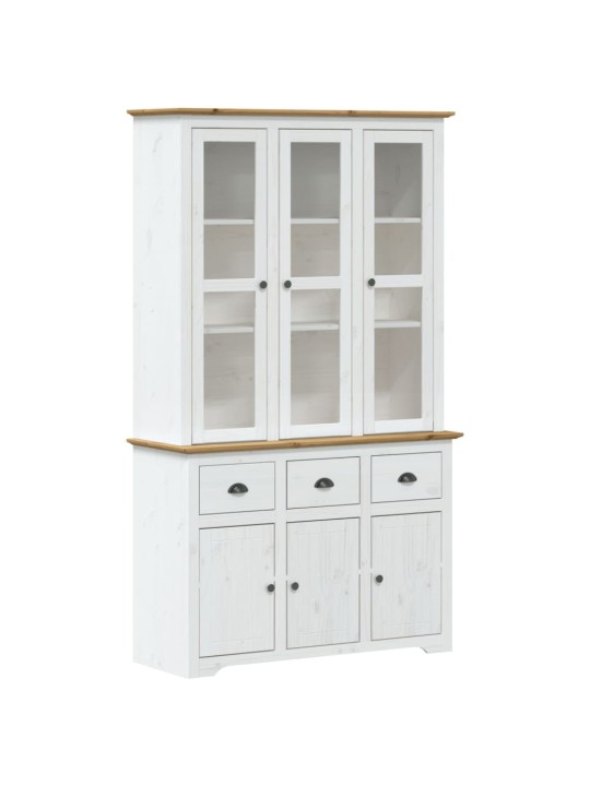 Augstais skapis bodo, 115,5x43x200,5 cm, priede, balts, brūns