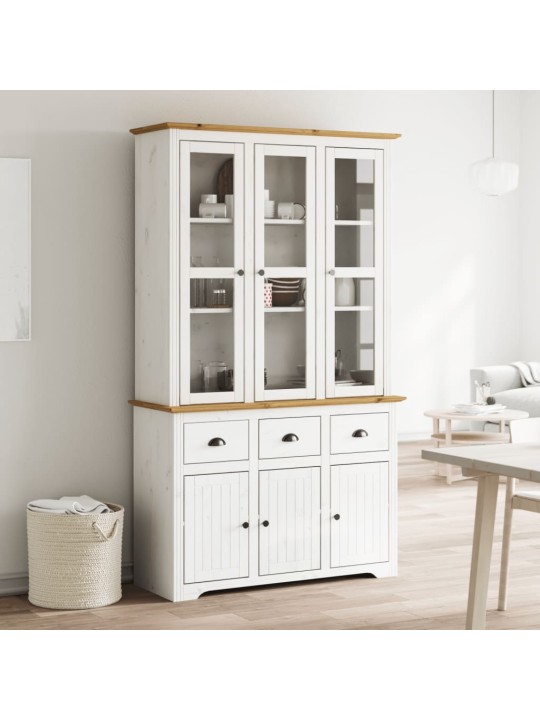 Augstais skapis bodo, 115,5x43x200,5 cm, priede, balts, brūns