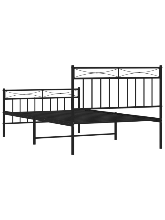 Gultas rāmis ar galvgali un kājgali, melns metāls, 100x200 cm