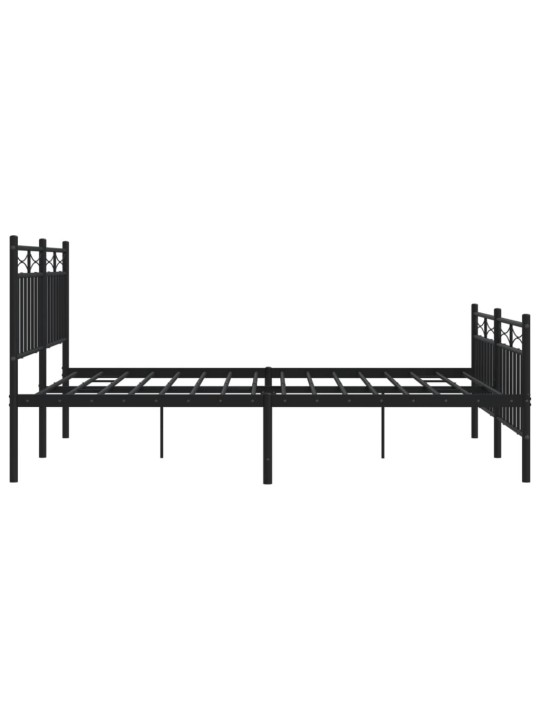 Gultas rāmis ar galvgali un kājgali, melns metāls, 140x190 cm