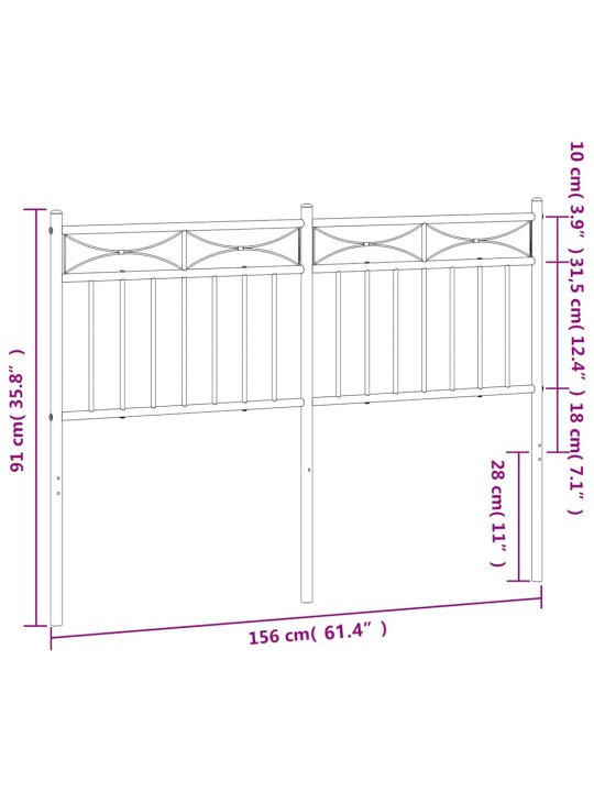 Gultas galvgalis, metāls, melns, 150 cm