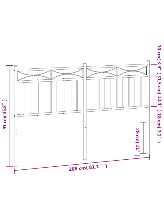 Gultas galvgalis, metāls, melns, 200 cm