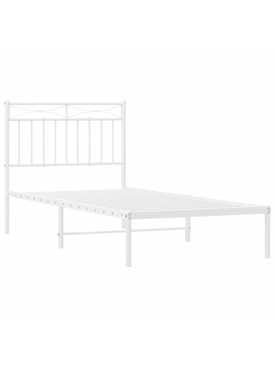 Gultas rāmis ar galvgali, balts metāls, 90x200 cm
