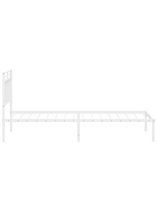 Gultas rāmis ar galvgali, balts metāls, 90x200 cm