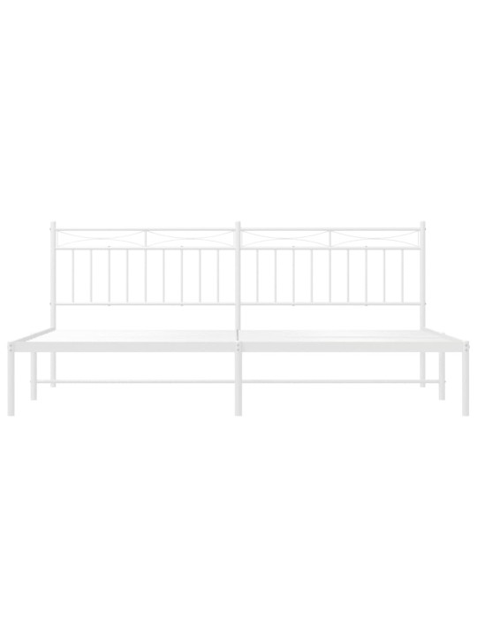 Gultas rāmis ar galvgali, balts metāls, 200x200 cm