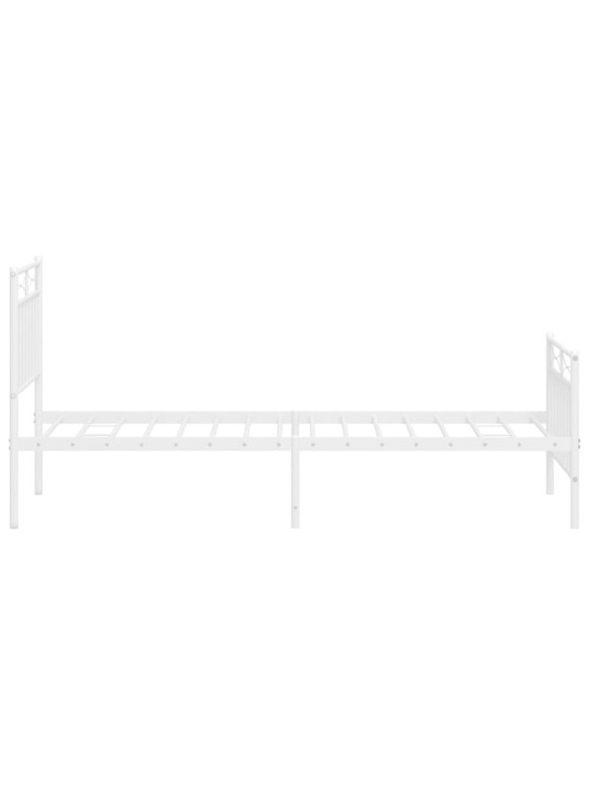 Gultas rāmis ar galvgali un kājgali, balts metāls, 80x200 cm