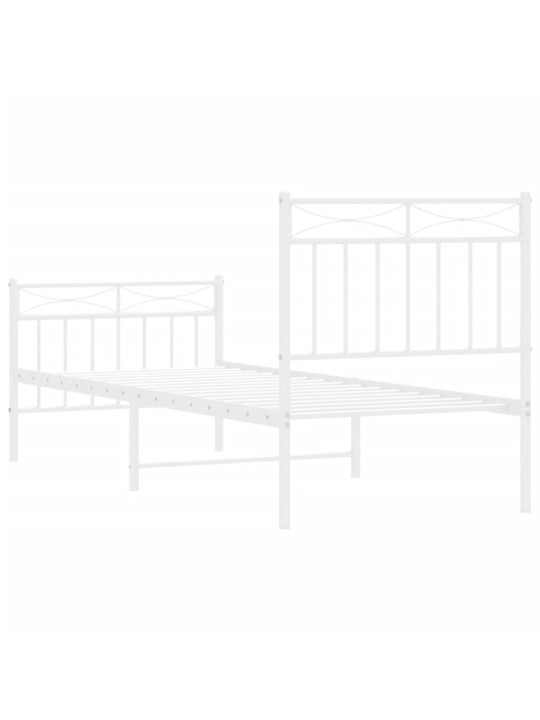 Gultas rāmis ar galvgali un kājgali, balts metāls, 80x200 cm