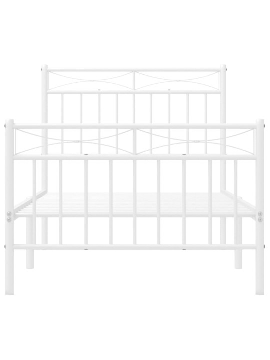 Gultas rāmis ar galvgali un kājgali, balts metāls, 90x200 cm