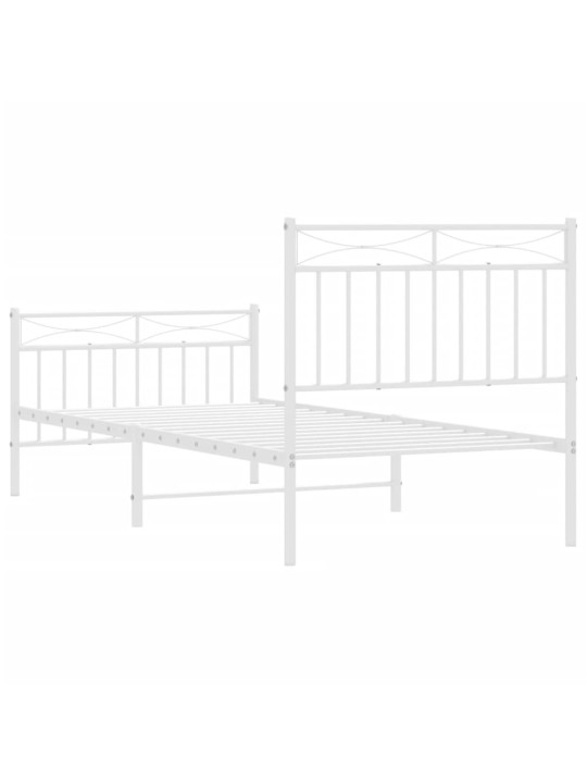 Gultas rāmis ar galvgali un kājgali, balts metāls, 90x200 cm