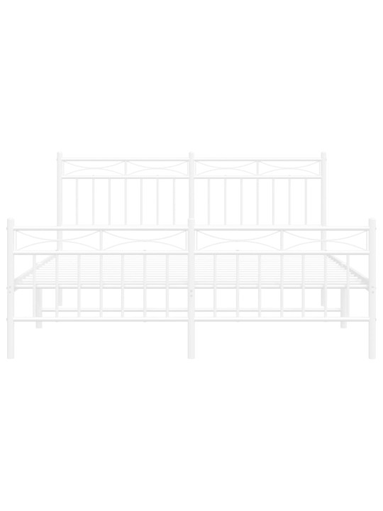 Gultas rāmis ar galvgali un kājgali, balts metāls, 150x200 cm