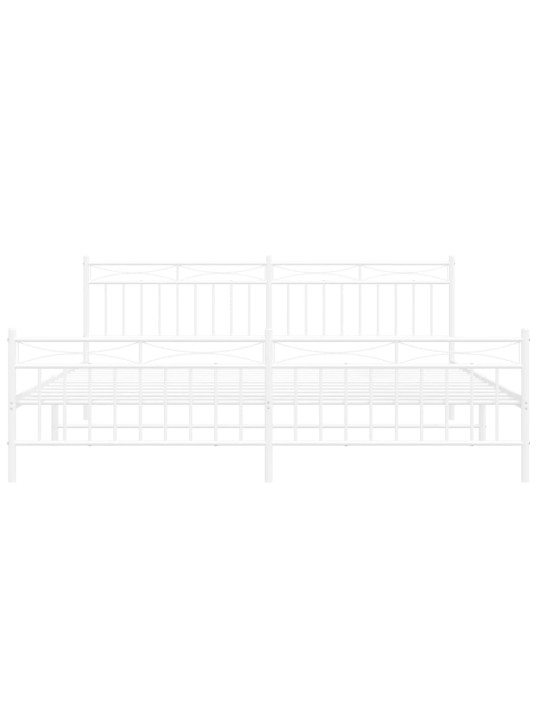 Gultas rāmis ar galvgali un kājgali, balts metāls, 200x200 cm