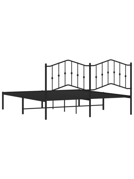 Gultas rāmis ar galvgali, melns metāls, 180x200 cm