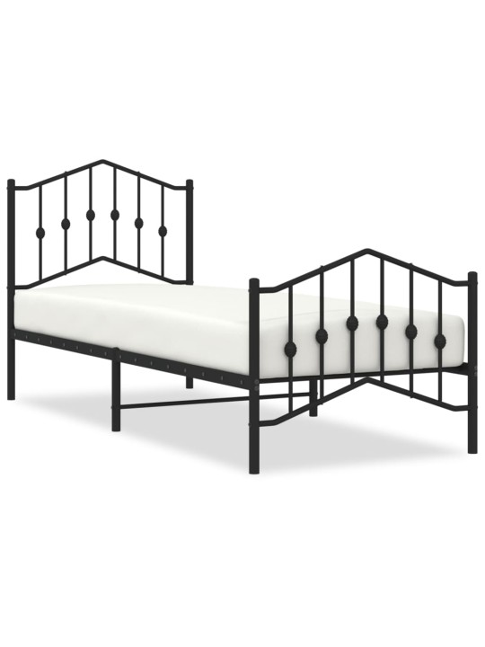 Gultas rāmis ar galvgali un kājgali, melns metāls, 80x200 cm