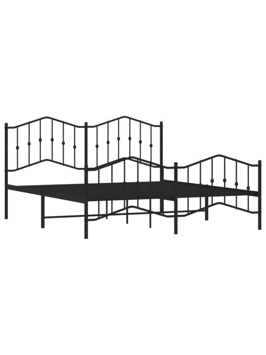 Gultas rāmis ar galvgali un kājgali, melns metāls, 160x200 cm