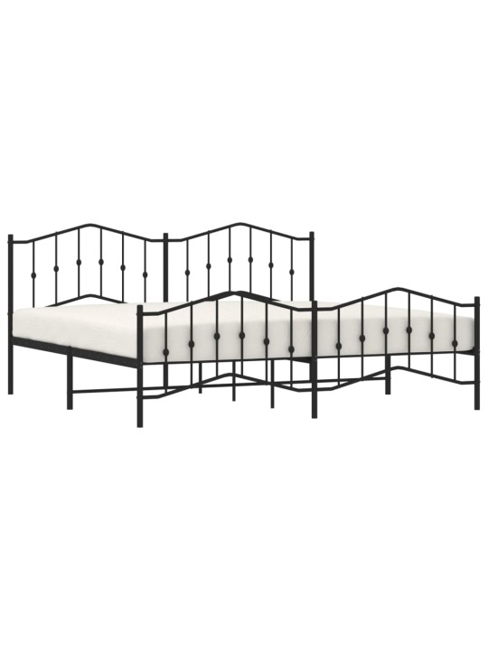 Gultas rāmis ar galvgali un kājgali, melns metāls, 200x200 cm
