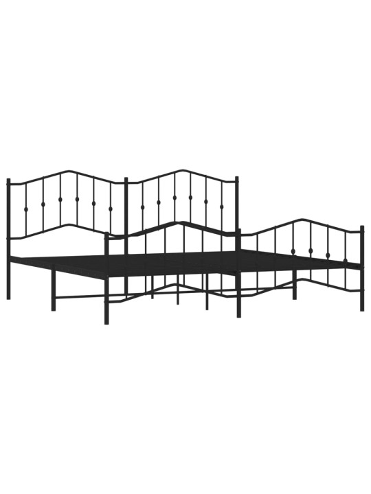 Gultas rāmis ar galvgali un kājgali, melns metāls, 200x200 cm