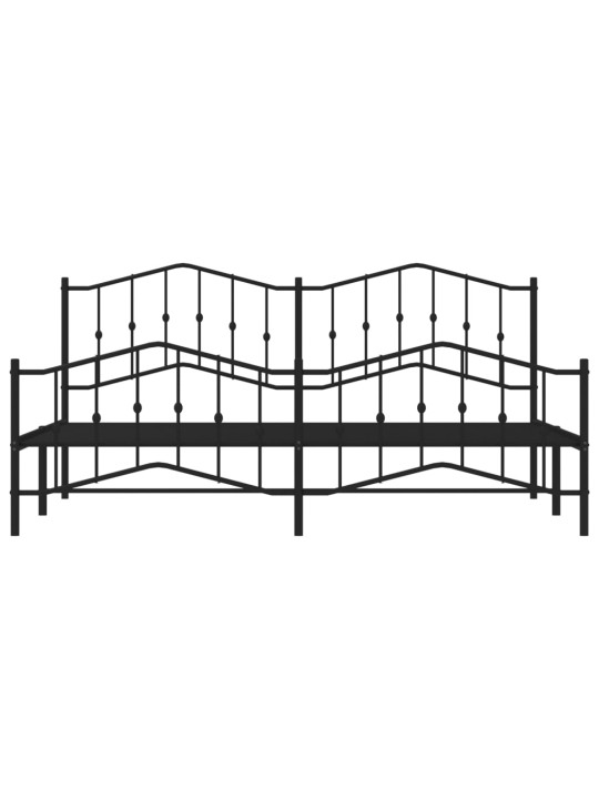 Gultas rāmis ar galvgali un kājgali, melns metāls, 200x200 cm