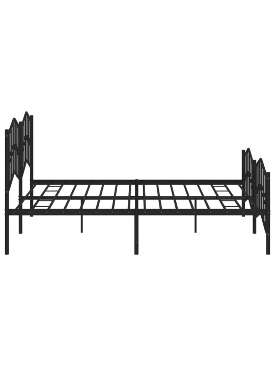 Gultas rāmis ar galvgali un kājgali, melns metāls, 200x200 cm