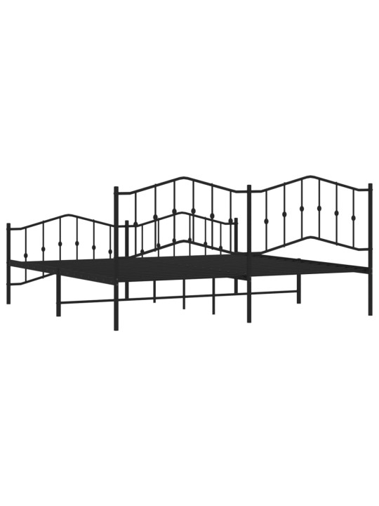 Gultas rāmis ar galvgali un kājgali, melns metāls, 200x200 cm