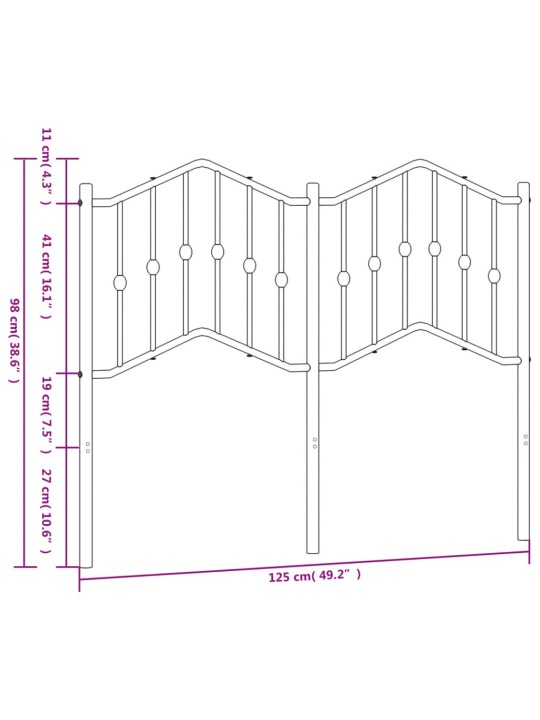 Gultas galvgalis, metāls, melns, 120 cm