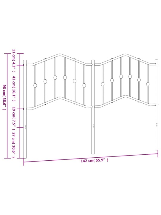 Gultas galvgalis, metāls, melns, 135 cm