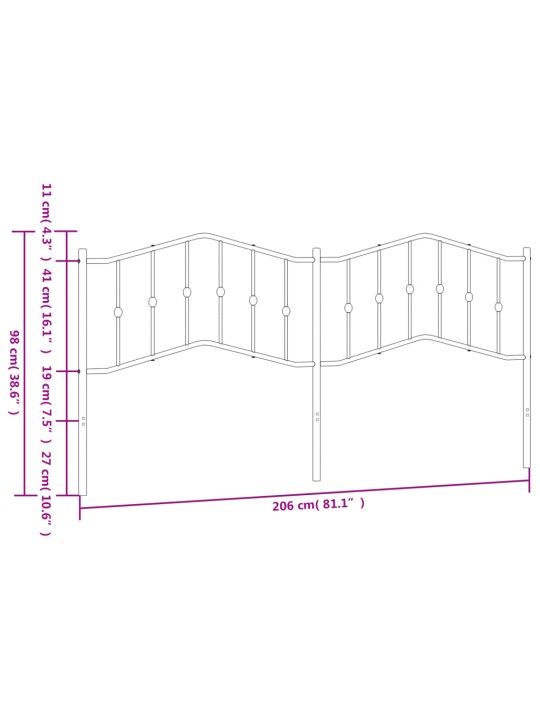 Gultas galvgalis, metāls, melns, 200 cm