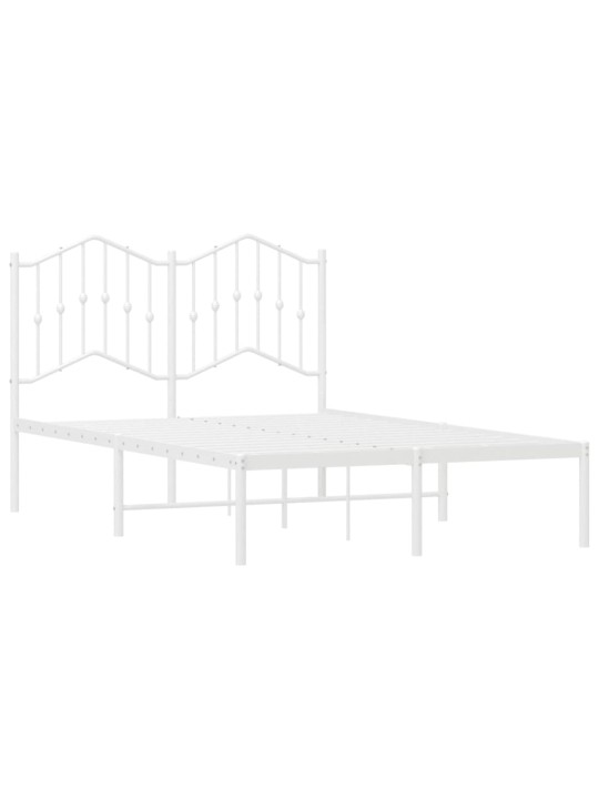 Gultas rāmis ar galvgali, balts metāls, 120x200 cm