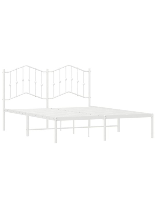 Gultas rāmis ar galvgali, balts metāls, 150x200 cm
