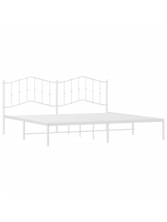 Gultas rāmis ar galvgali, balts metāls, 200x200 cm