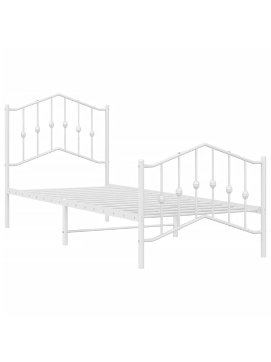 Gultas rāmis ar galvgali un kājgali, balts metāls, 80x200 cm