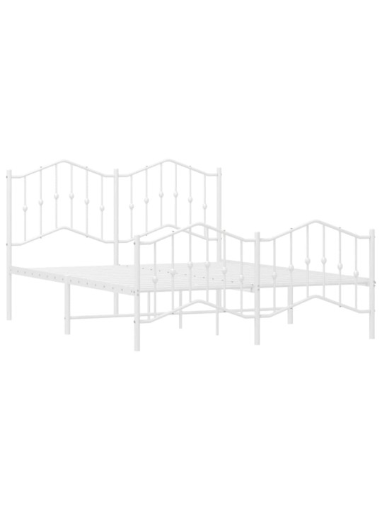 Gultas rāmis ar galvgali un kājgali, balts metāls, 135x290 cm