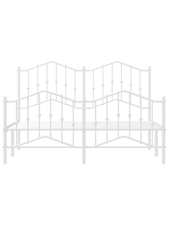 Gultas rāmis ar galvgali un kājgali, balts metāls, 135x290 cm