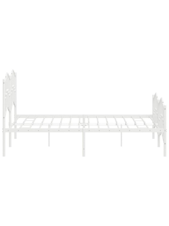 Gultas rāmis ar galvgali un kājgali, balts metāls, 140x190 cm