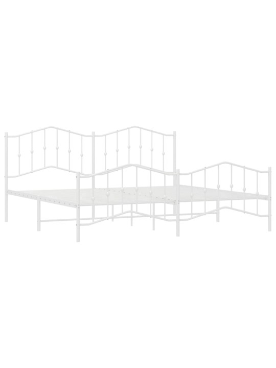 Gultas rāmis ar galvgali un kājgali, balts metāls, 200x200 cm