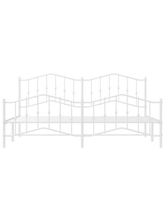 Gultas rāmis ar galvgali un kājgali, balts metāls, 200x200 cm