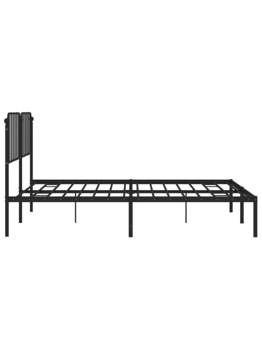 Gultas rāmis ar galvgali, melns metāls, 200x200 cm