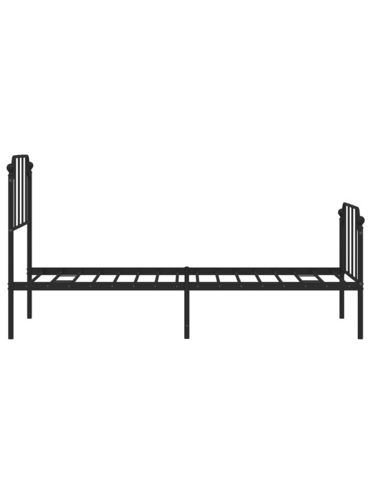 Gultas rāmis ar galvgali un kājgali, melns metāls, 75x190 cm