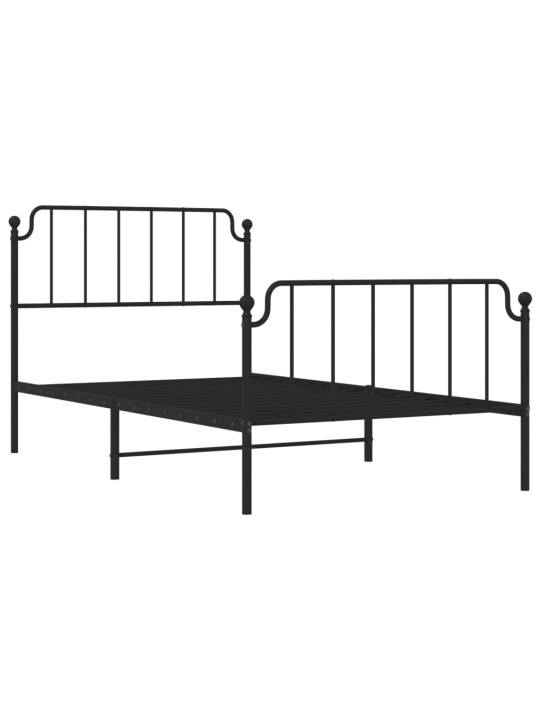 Gultas rāmis ar galvgali un kājgali, melns metāls, 107x203 cm