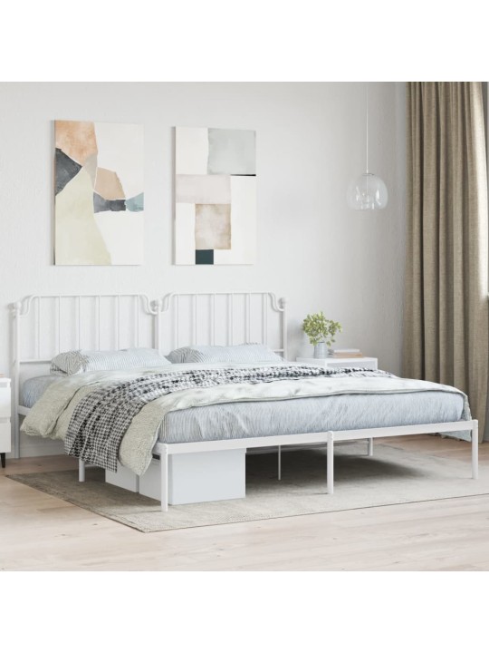 Gultas rāmis ar galvgali, balts metāls, 200x200 cm