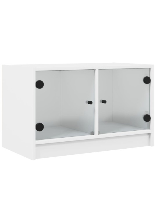 Tv skapītis ar stikla durvīm, balts, 68x37x42 cm