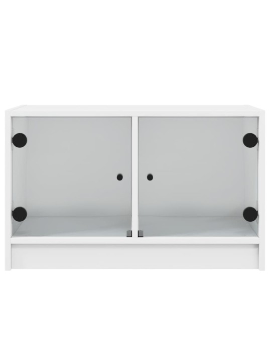 Tv skapītis ar stikla durvīm, balts, 68x37x42 cm