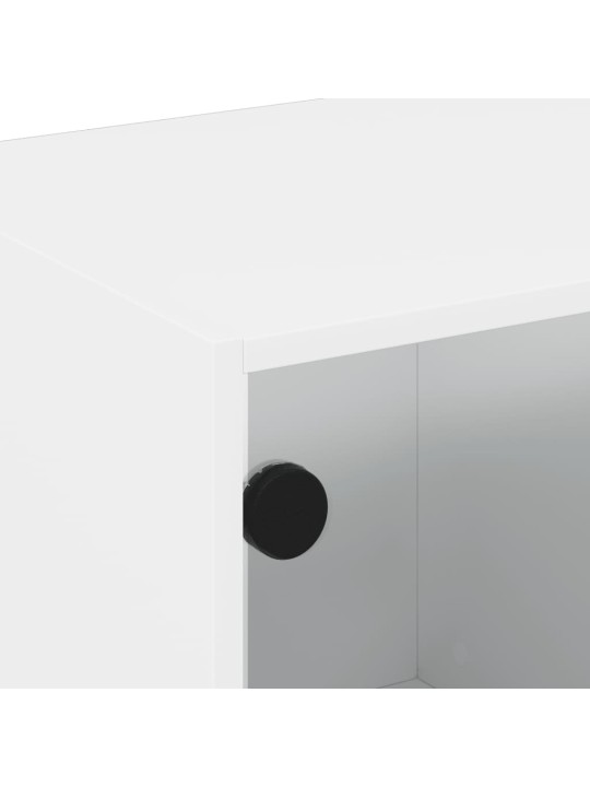 Tv skapītis ar stikla durvīm, balts, 68x37x42 cm