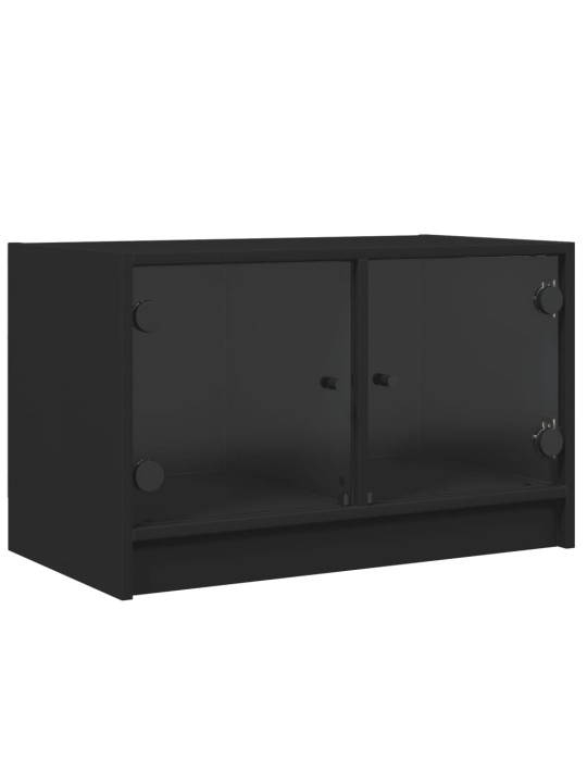 Tv skapītis ar stikla durvīm, melns, 68x37x42 cm
