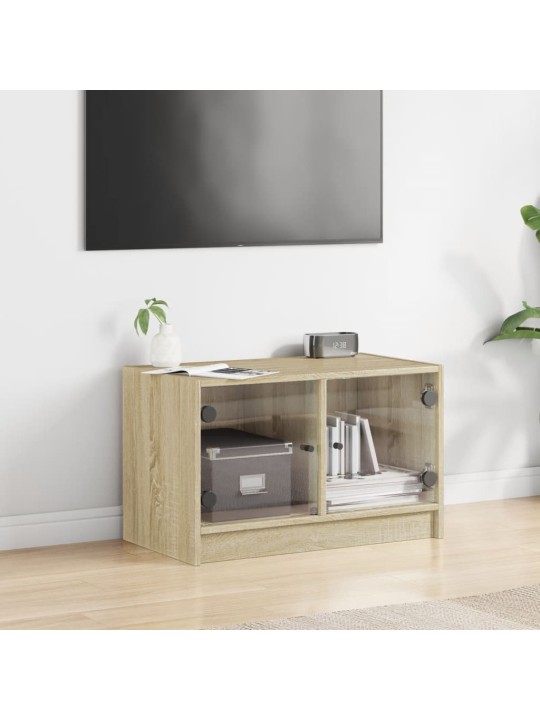 Tv skapītis ar stikla durvīm, ozola krāsa, 68x37x42 cm